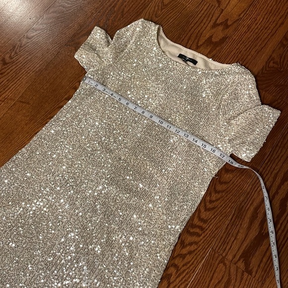 7 for All Mankind women’s FULL silver sequins T shirt mini dress formal slip on - Picture 8 of 13